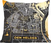 Sierkussen - Kaart Den Helder - Goud - 60 Cm X 60 Cm