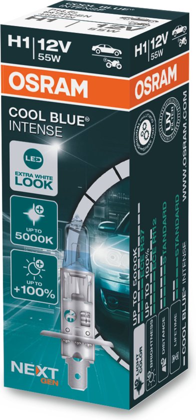 2x H1 LED 5000K lookalike lampen Osram Cool Blue Intense (NEXT GEN) heldere  extra