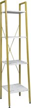 Dakta®  Boekenkast | Marmer | Ladder ontwerp | Boekenrek | 4 planken | 34 x 35 x 148cm | Wit & Goud