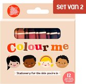 Colour Me Kids Vegan Crayons – huidskleur kinder krijtjes - 12 stuks (SET VAN 2)