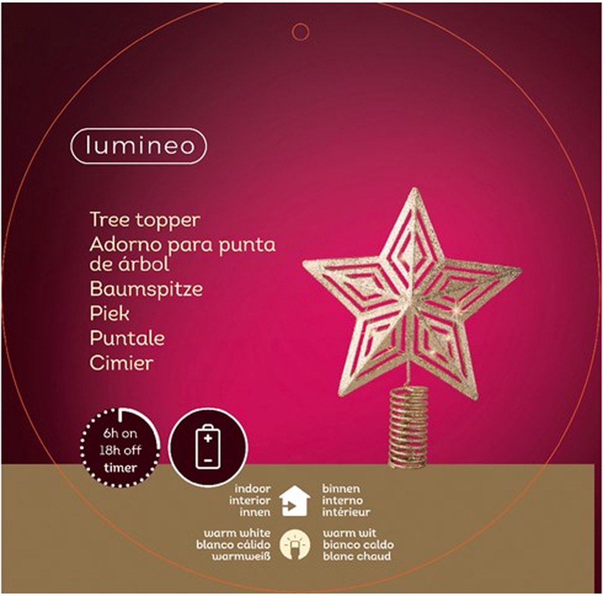 Decoris Kerstboompiek ster bloem - 27 cm - LED verlichting - warm wit - 20 lampjes – foto 3
