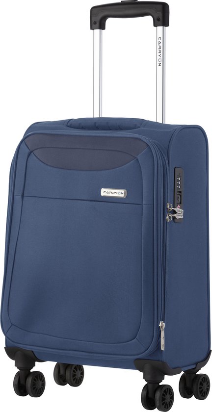 CarryOn Air Handbagage Reiskoffer 55x35x20cm - Zachte Trolley Koffer 41 Liter - Voorvak - Expander - TSA-slot - Blauw