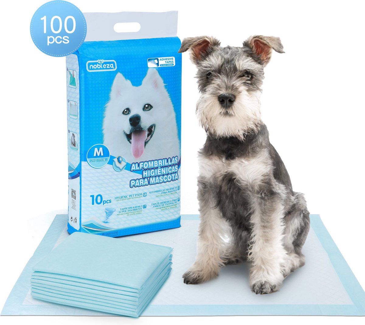 Nobleza 48VVC Puppy Training Pads met Plakstrips 60 x 60 cm