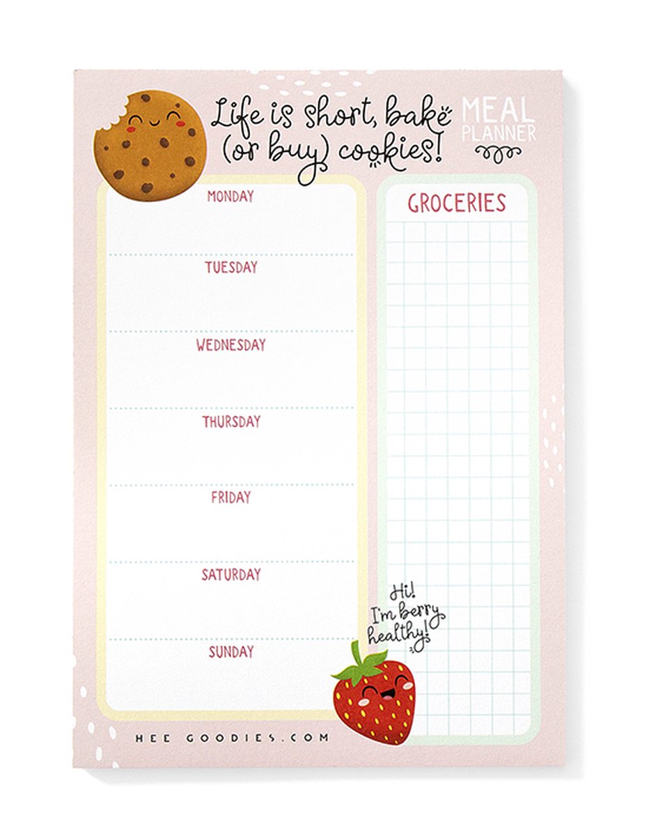Maaltijdplanner A5 afscheurbaar Kawaii cute stationary menuplanner scheurblok boodschappenlijst weekmenu planner