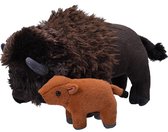 Bizon knuffel set - familie bizons/buffels - 36 cm - knuffeldieren