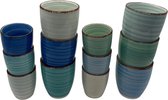 Koffiekopjes - Ocean blue - koffiebeker - unieke kleuren - blauw - set van 12 kopjes (ook los verkrijgbaar) - 160ML en 340ML - porselein - hip en trendy