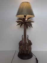 Lampe de table figurine éléphant 2 éléphants sous un palmier par Clayre & Eef 73x37x37 cm