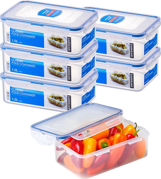 Foto: Lock lock vershoudbakjes set met deksel meal prep bakjes diepvriesbakjes diepvriesdozen bewaarbakjes bewaardozen voedsel vershouddoos luchtdicht lekvrij bpa vrij transparant 1 liter set van 6 stuks locknlock