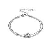 Michelle Bijoux Armband dubbel ketting en dubbel hart JE13643SS