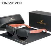 KingSeven Zonnebril - Heren - Bamboo - Gepolariseerd - UV400 - Zwart