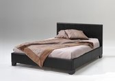Lit double Miro 140x200 - noir - Rousseau - Lits doubles rembourrés - Noir - Bois|Cuir synthétique|Panneaux de particules - Lits doubles rembourrés