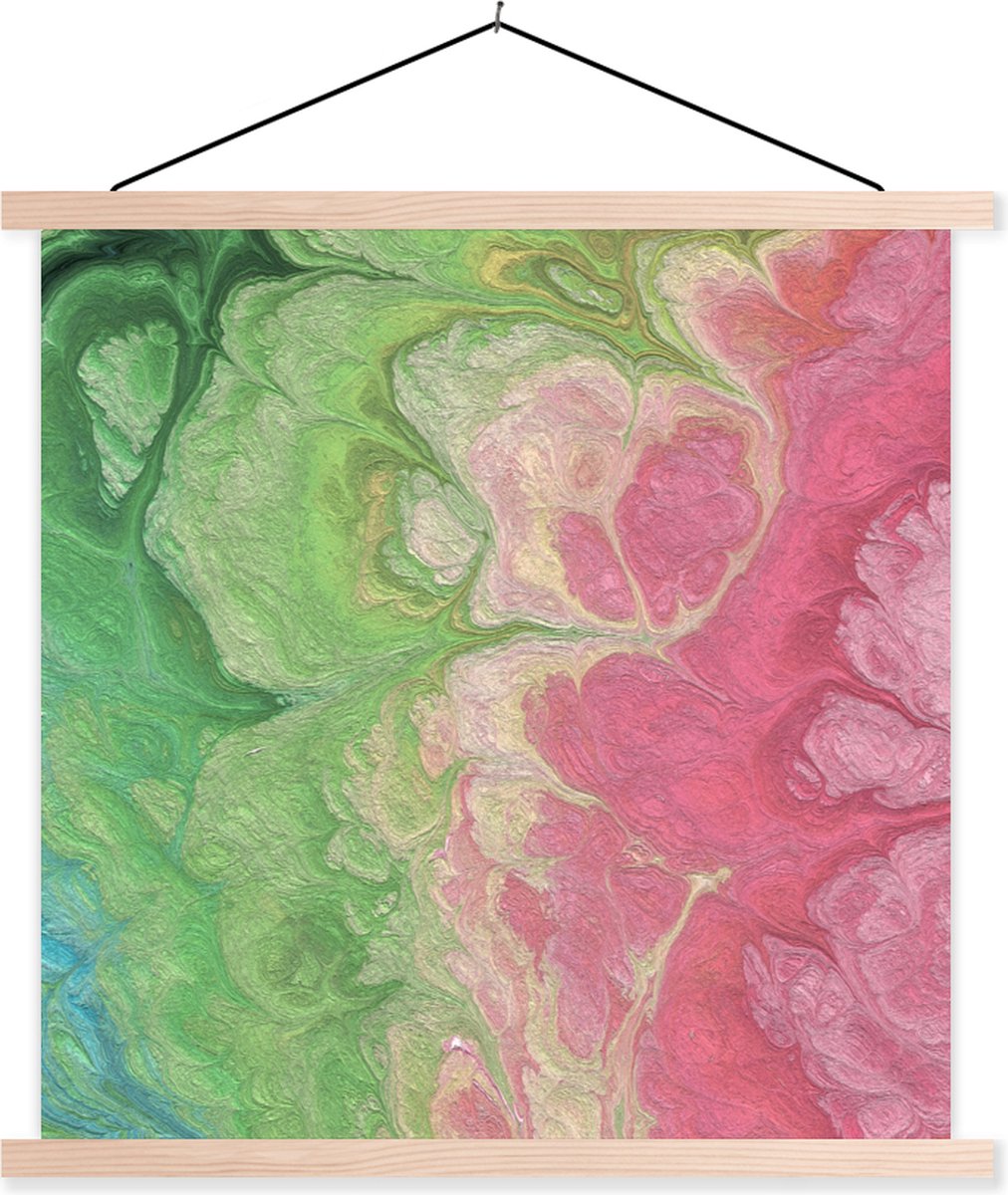 Posterhanger incl. Poster 40x40 cm - Schoolplaat - Verf - Kunst - Psychedelisch - Textielp