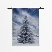 Wandkleed Kerstboom Natuur Blauw 90x120 cm