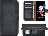 Motorola Moto Edge 20 Lite Hoesje - Bookcase - Portemonnee Hoes Echt leer Wallet case Zwart