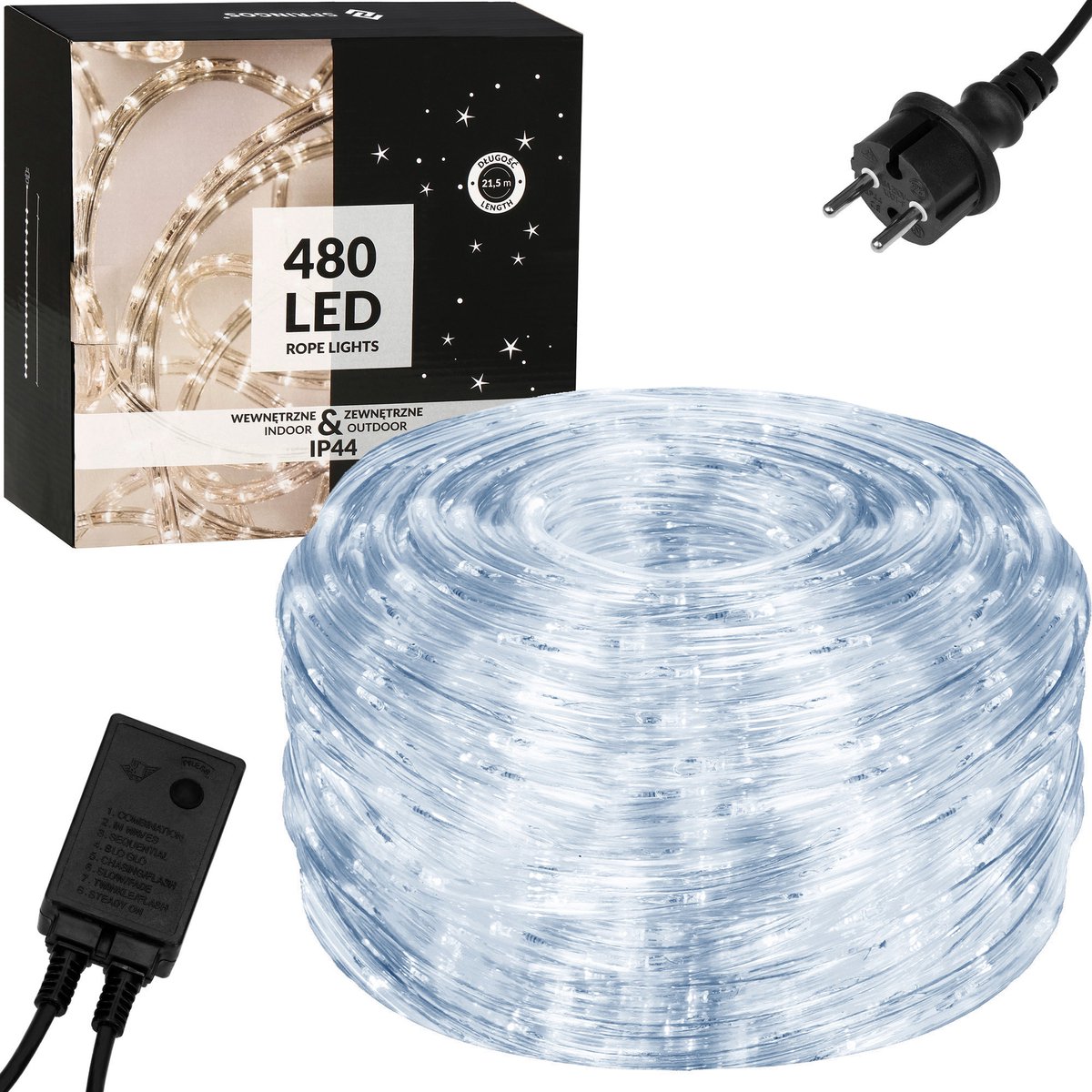 Cordon lumineux LED Blanc Froid rouleau de 100 m avec alim - Extérieur