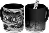 Magische Mok - Foto op Warmte Mok - Historische tekening van Port-au-Prince - zwart wit - 350 ML