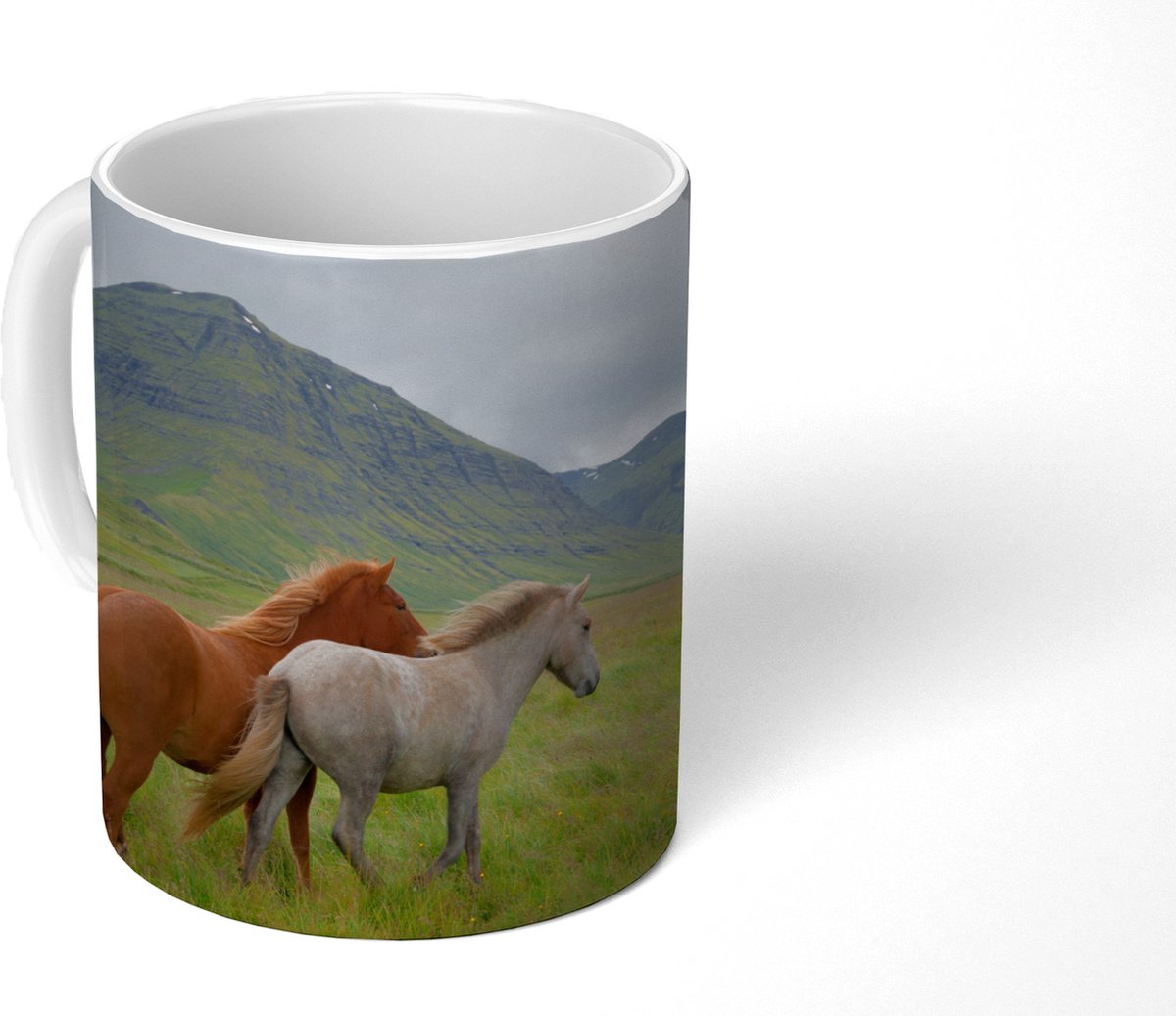 Mok - Koffiemok - Paarden - Gras - Bergen - Mokken - 350 ML - Beker - Koffiemokken - Theemok