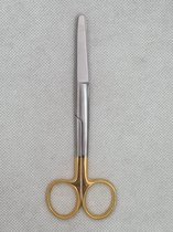 Belux Surgical /  Chirurgische schaar Recht  stomp 14.5cm TC Goudhandvat