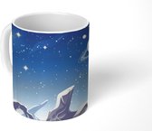 Mok - Koffiemok - Een illustratie van een maanoppervlak met zichtbare planeten - Mokken - 350 ML - Beker - Koffiemokken - Theemok
