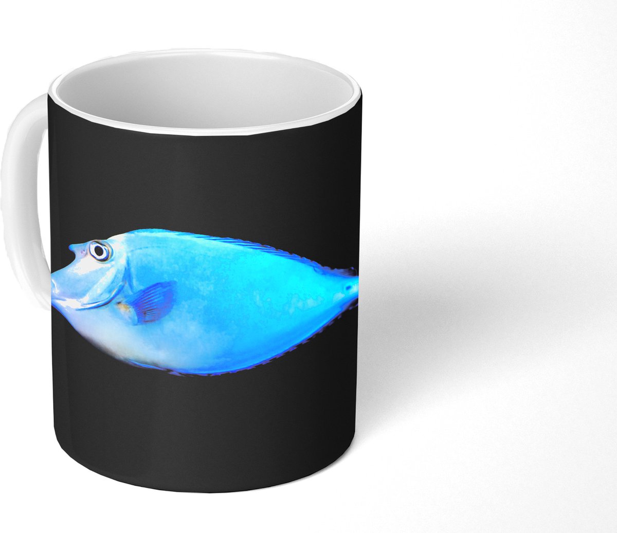 Mok - Koffiemok - Vis - Zeedieren - Zwart - Mokken - 350 ML - Beker - Koffiemokken - Theemok