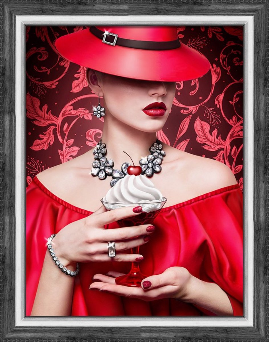 Artibalti Diamond Painting Cherry Lady 30x40 cm  Vierkante Steentjes