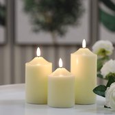 Set van 3 vlamloze kaarsen | flikkerende LED-kaarsen | oplaadbare batterij | met 8-toetsen afstandsbediening en timers | Kerst led-kaars