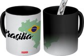 Magische Mok - Foto op Warmte Mok - tekening van Brasilia met de Braziliaanse vlag - 350 ML