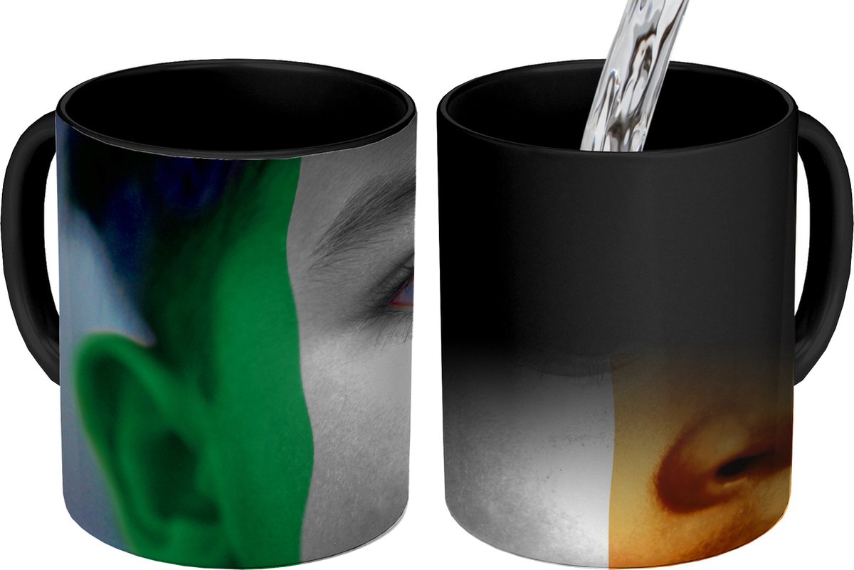 Magische Mok - Foto op Warmte Mokken - Koffiemok - Vlag van Ierland - Magic Mok - Beker - 350 ML - Theemok
