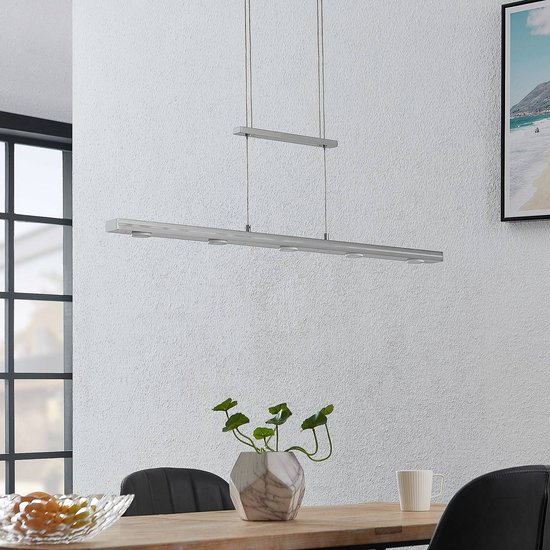 Lindby - Hanglampen- met touchdimmer - 7 lichts - ijzer, aluminium, kunststof - mat nikkel - Inclusief lichtbronnen