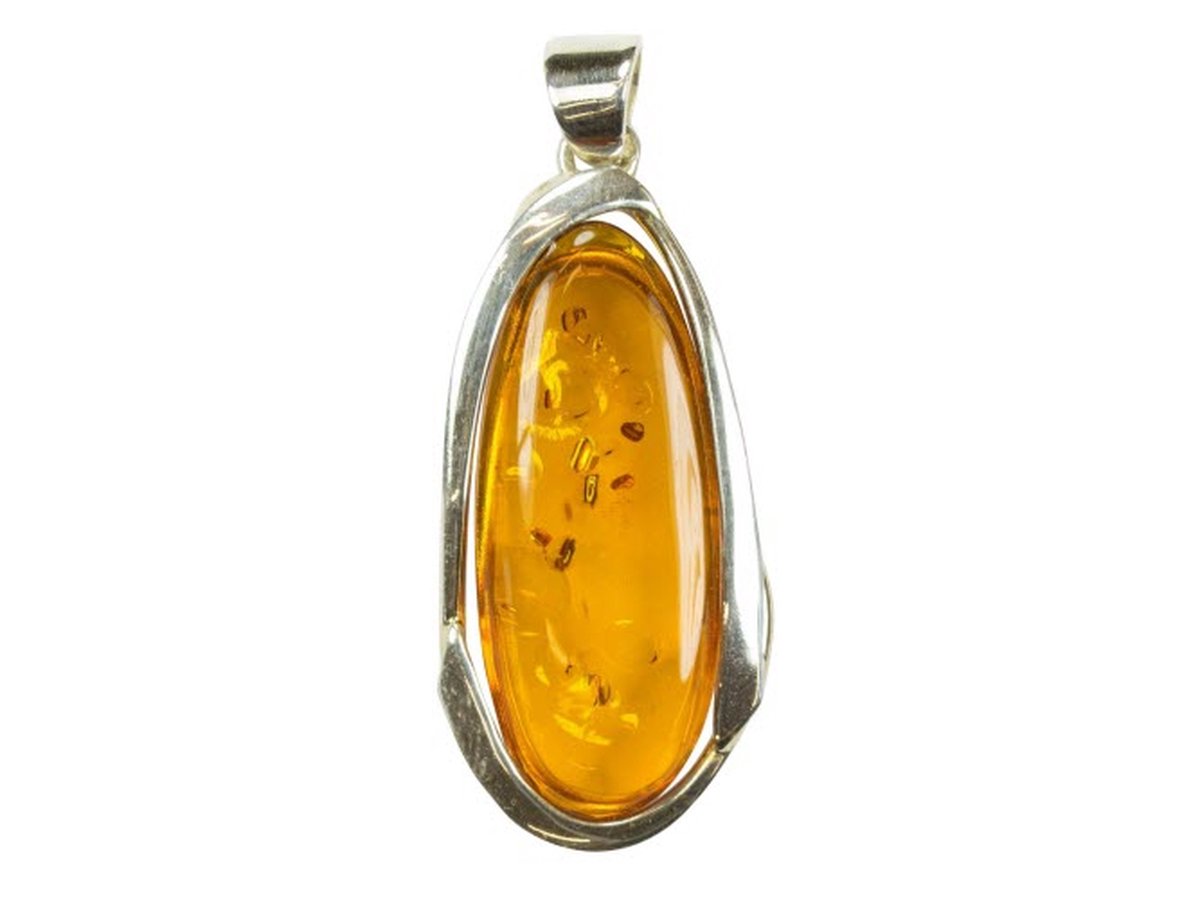 Exclusieve zilveren hanger Amber / Barnsteen 925 zilver