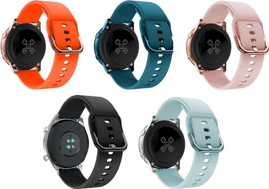Fungus - 5 Pack - Smartwatch bandjes - Geschikt voor Samsung Galaxy Watch 6 (incl. Classic), Watch 5 (incl. Pro), Watch 4, Watch 3 41mm, Active 2 - Horloge 20mm - Siliconen - Fungus®