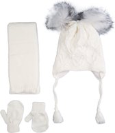 Kitti 3-Delig Winter Set | Muts met Fleecevoering - Sjaal - Handschoenen | 1-4 Jaar Meisjes | Elegant-02 (K2160-06)