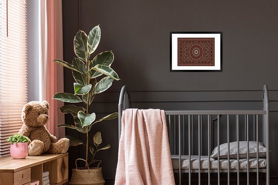 Cadre photo avec affiche - Motifs - Mandala - Tapis - Rouge - 40x30 cm - Cadre pour affiche