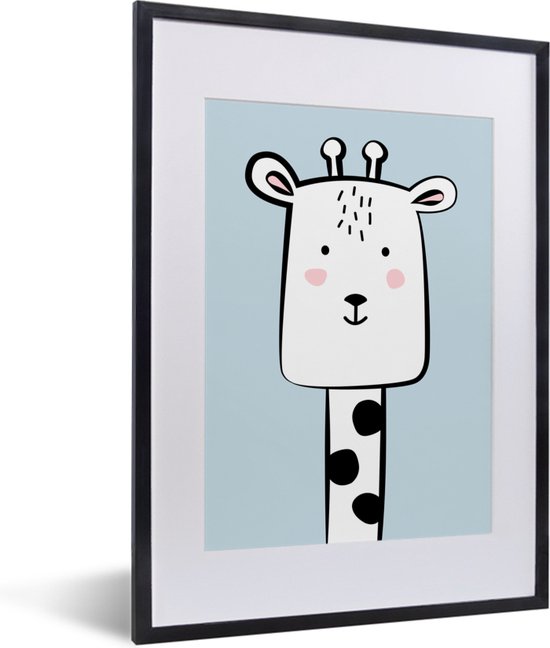 Cadre photo avec affiche - Girafe - Enfants - Animaux - 30x40 cm - Cadre pour affiche