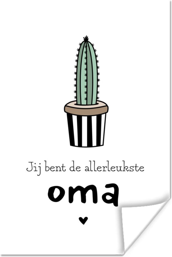 Leuk Moederdag cadeau voor oma met de quote Jij bent de allerleukste oma – wit poster poster 40x60 cm