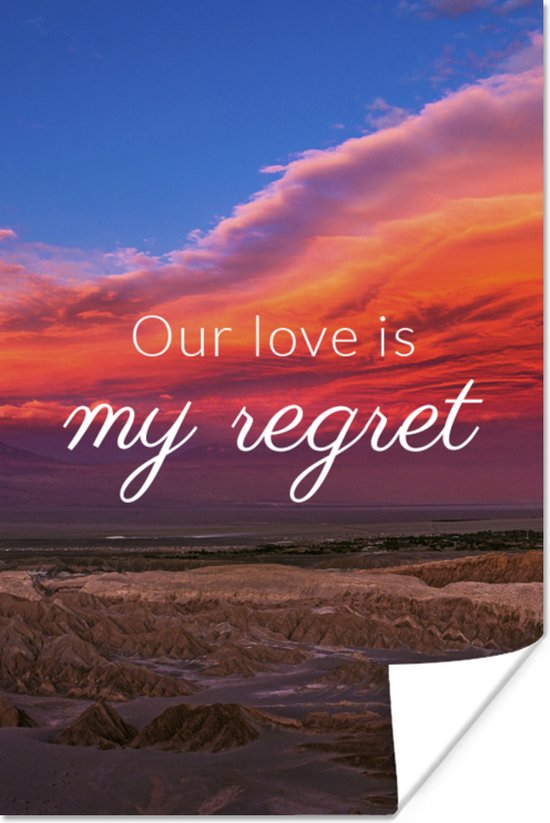 Affiche Citation D Amour Notre Amour Est Mon Regret 1x180 Cm Xxl Bol Com