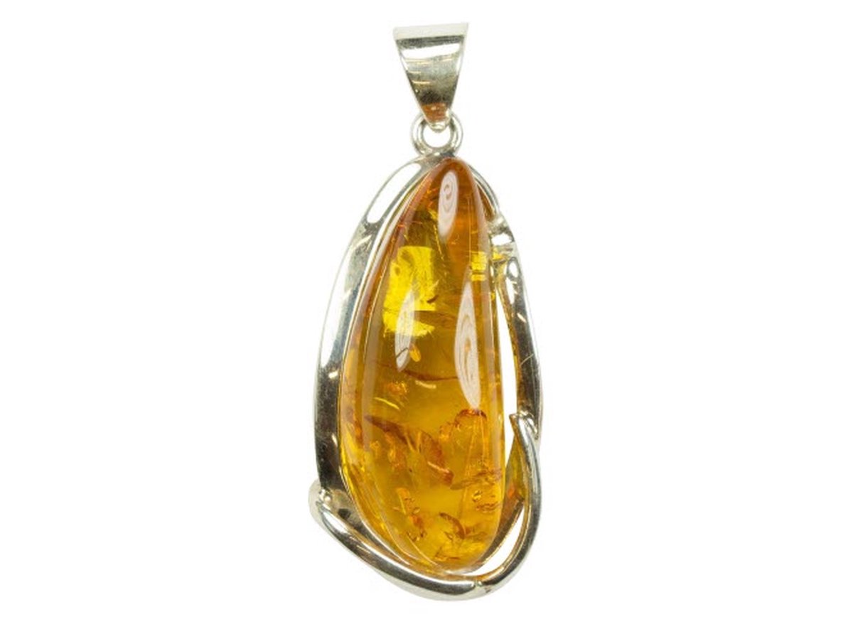 Exclusieve zilveren hanger Amber / Barnsteen 925 zilver