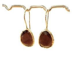 Oorbellen cateye steen bruin