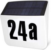 Navaris solar huisnummer met schemerschakelaar - LED huisnummerverlichting op zonne-energie - Met automatische sensor en nummerstickers - 4,8x6,8x23cm