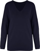 Trui Lauren - Zachte Basic Trui met V-hals - Dun Gebreid - Donkerblauw 99