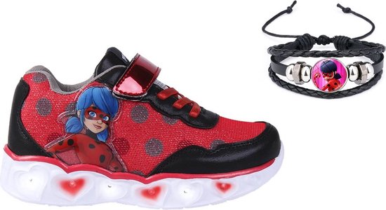 Ladybug Miraculous  - Sneakers  - met lichtjes - binnenmaat - met gratis armband
