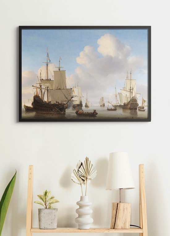 Poster In - VOC Schepen - Hollandse Schepen op een kalme zee - Gouden Eeuw - 50x70