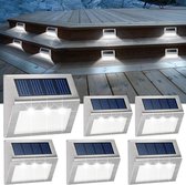 6 Stuks - Solar Led Zonne-Energie - Wandlamp - Buitenlamp - Tuinverlichting - RVS