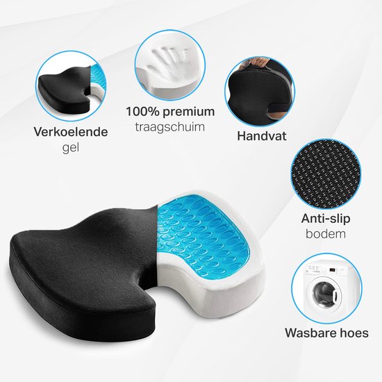 Zitkussen MEDISIT II anti-slip met gelkralen Lycra zwart hjh OFFICE
