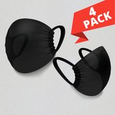 Mondmasker Zwart niet medisch - 4 pack – mondkapje wasbaar – OV – Brildrager – Herbruikbaar – Doorzichtig – kind – Transparant – NIEUW
