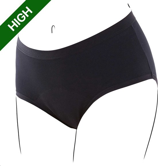 Bamboozy Menstruatie Ondergoed 4-laags Hoge Taille High Waist Corrigerend Slip Maat XL 42-44 Zwart Period Underwear Duurzaam Menstrueren...