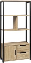boekenkast met plank en schuifladen | 58x24x120cm | keukenrek, bureaurek en schoenenrek | ijzeren frame