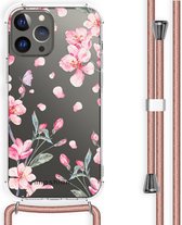 iMoshion Design hoesje met koord iPhone 13 Pro Max - Bloem - Roze