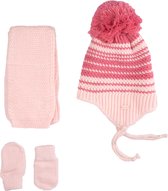 Kitti 3-Delig Winter Set | Muts met Fleecevoering - Sjaal - Handschoenen | 0-18 Maanden Baby Meisjes | Schattig-02 (K2150-05)