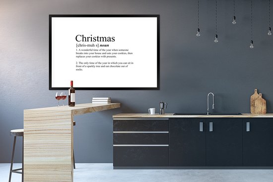 Cadre photo avec affiche - Noël - Citations - Définition de Noël - Proverbes - Dictionnaire - 120x80 cm - Cadre pour affiche - Décorations de Noël - Décoration de Noël pour l'intérieur - Noël